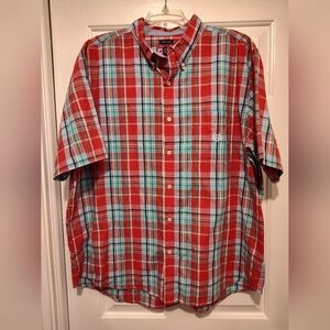 Chaps Red and Blue Button Down Shirt